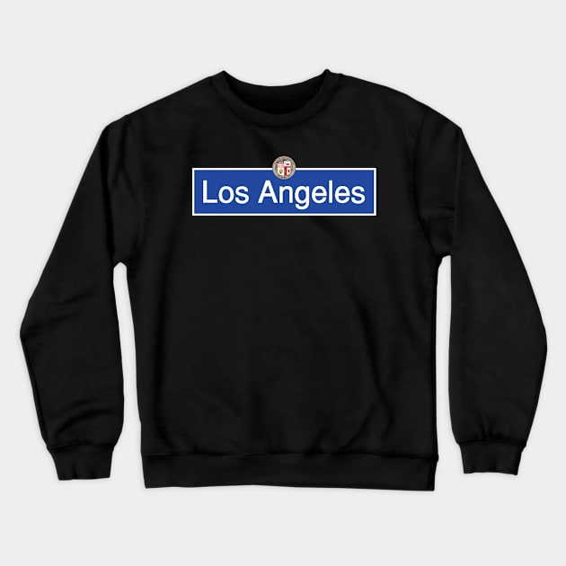 Los Angeles Street Sign City Hall Architecture Buildings Skyline Urban Hollywood Venice DTLA Crewneck Sweatshirt by Shirtsurf